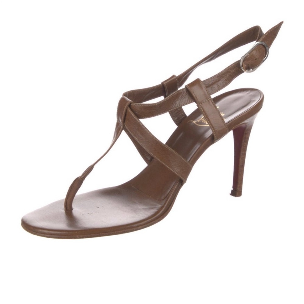 Authenticated Christian Louboutin Leather Slingback Heel Sandals